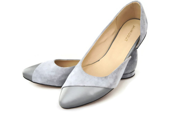 Obuwie Damskie Baleriny Popielate skóra naturalna Zamszowa 146 ElitaBut