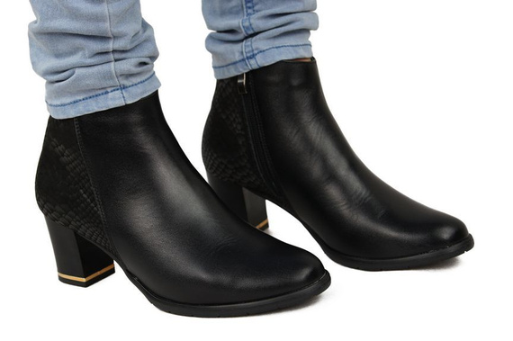 Obuwie Botki Damskie skóra naturalna Czarne 936 Z ElitaBut