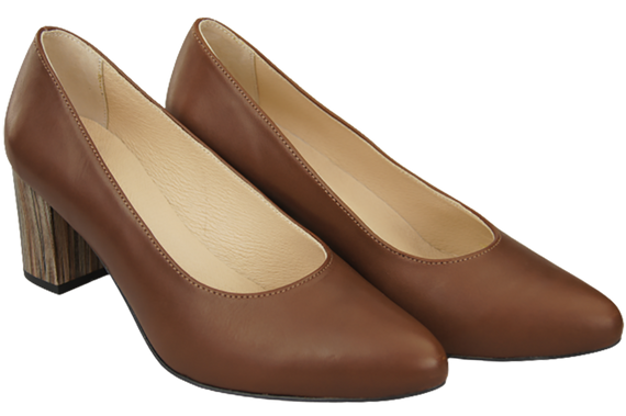 Obuwie Damskie Czółenka Brązowe Skóra naturalna z Ozdobnym Obcasem 157 ElitaBut