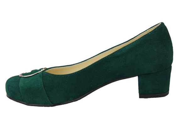 Obuwie Damskie Czółenka Malachitowy Skóra Naturalna Zamszowa 135 ElitaBut