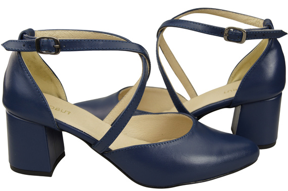 Elegant Leather Sandals with Open Sides on a Stable Heel 218 ElitaBut