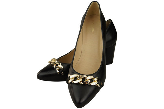 Classic Women's Pumps Shoes made of Natural Leather with a Gold Decorative Chain 200 ElitaBut