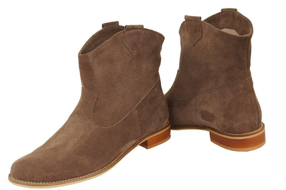 Obuwie Botki Damskie Orzechowe Wiosna / Jesień skóra naturalna welurowa 132 L ElitaBut