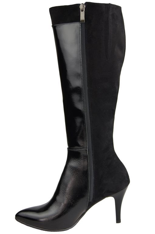 Obuwie Kozaki Damskie skóra skóra naturalna Czarne 948 ElitaBut