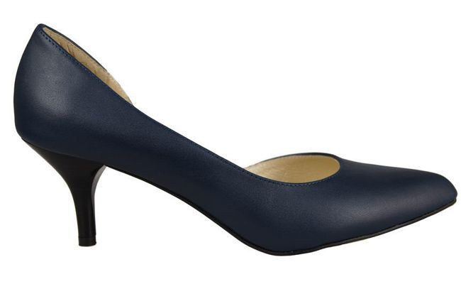 Obuwie Damskie Czółenka skóra naturalna Granatowe 900 ElitaBut