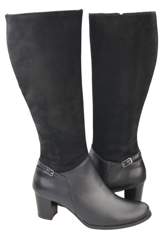 Obuwie Kozaki Damskie skóra naturalna 101 Czarne ElitaBut