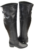 Obuwie Kozaki Damskie Oficerki Muszkieterki cholewka za kolano  Skóra Naturalna  Czarne 104 ElitaBut