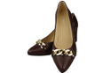 Classic Women's  Pumps Shoes made of Natural Leather with a Gold Decorative Chain 200 ElitaBut