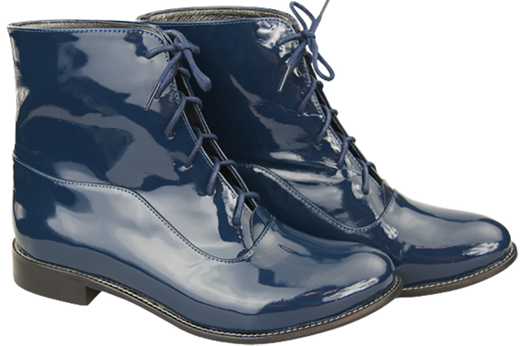 Obuwie Botki Damskie Granatowe Lakierowane Wiosna/Jesień skóra naturalna 155 L ElitaBut