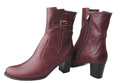 Obuwie Botki Damskie Bordowe Ocieplane skóra naturalna 882 Z ElitaBut