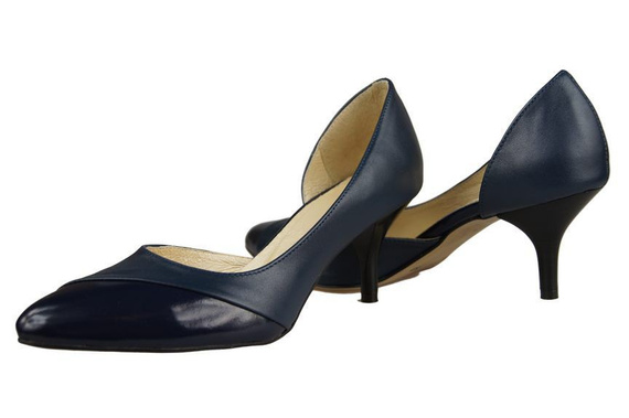Obuwie Damskie Czółenka skóra naturalna Granatowe 898 ElitaBut
