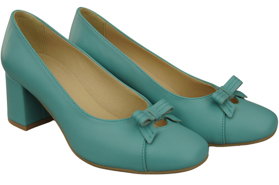 Women's Pumps with a Bow, Natural Leather and Low Heel 203 ElitaBut