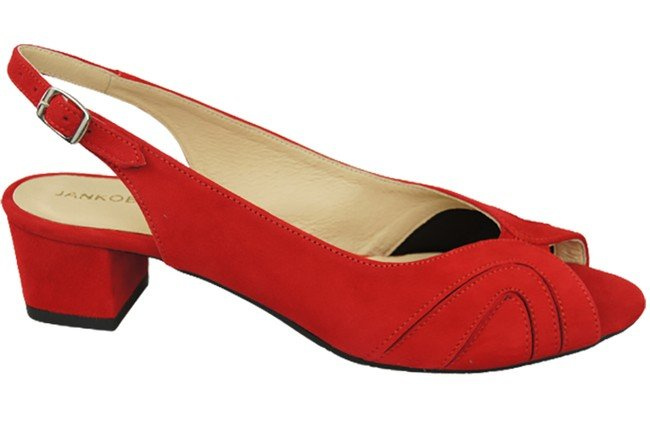 Obuwie Damskie Sandały  skóra naturalna zamszowa Czerwone 991 ElitaBut