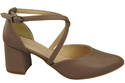 Elegant Leather Sandals with Open Sides on a Stable Heel 218 ElitaBut