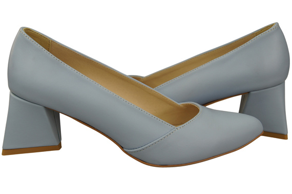 Czółenka Damskie Jasny Błękit Skóra Naturalna Spiczasty Nosek Obcas ElitaBut 221