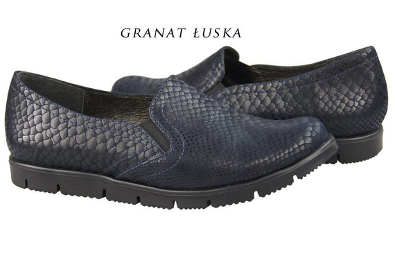 Obuwie Półbuty Damskie skóra naturalna Granat Łuska 929 ElitaBut