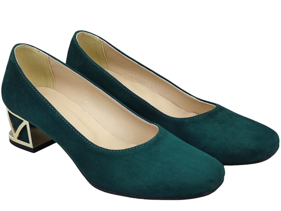 Comfortable Women's Shoes Pumps with Decorative Heel Natural Suede Leather 219 From ElitaBut