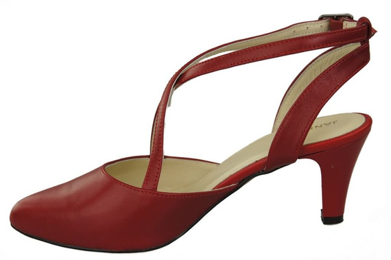 Obuwie Damskie Sandały Czerwone Skóra Naturalna 129 ElitaBut