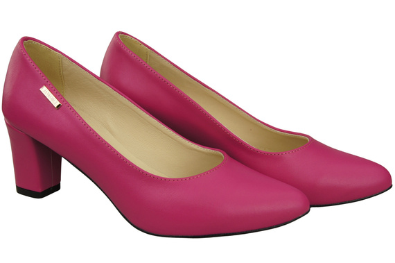 Klasyczne Gładkie Buty Czółenka Damskie Purpurowe z Naturalnej Skóry 213 ElitaBut