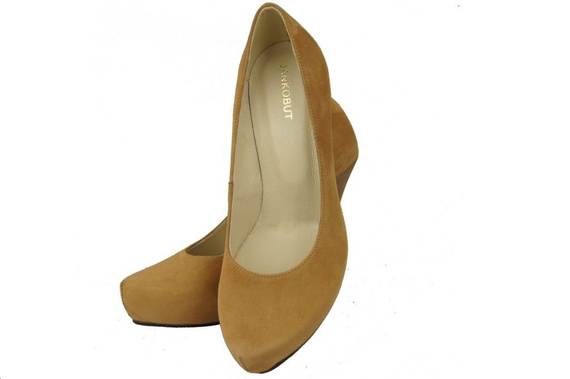 Obuwie Damskie Czółenka Rude Skóra naturalna Zamszowa 644 ElitaBut