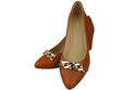 Classic Women's  Pumps Shoes made of Natural Leather with a Gold Decorative Chain 200 ElitaBut