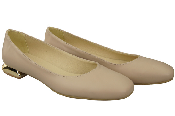 Flat Women's Shoes Pumps Decorative Heel Natural Leather 209 ElitaBut