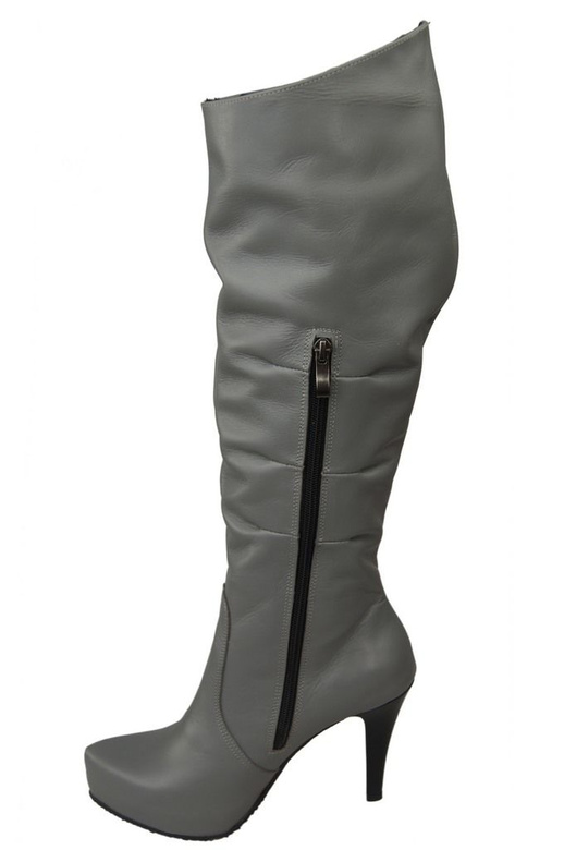 Obuwie Kozaki Damskie Platforma Skóra Naturalna Popiel 120 ElitaBut