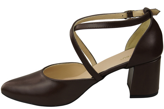 Elegant Leather Sandals with Open Sides on a Stable Heel 218 ElitaBut