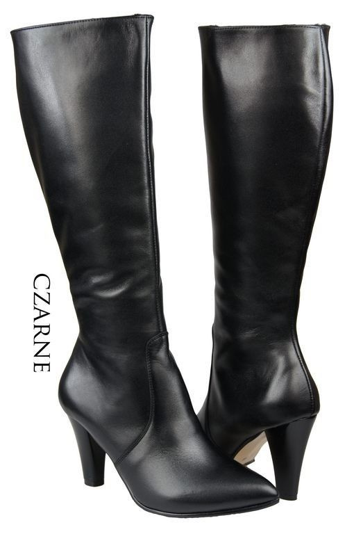 Obuwie Kozaki Damskie skóra naturalna Czarne 878 ElitaBut