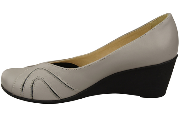 Women's Black Natural Leather Wedge Pumps 828 ElitaBut