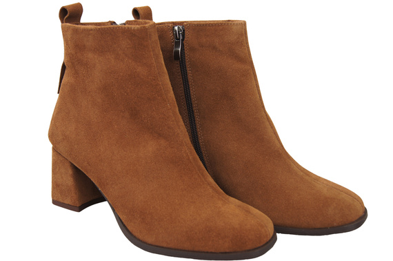 Women’s ankle boots in genuine suede leather, stable block heel, with zipper – 224 ElitaBut