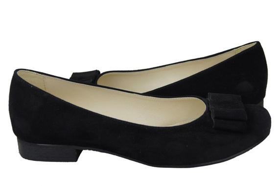 Obuwie Damskie Baleriny Czarne skóra naturalna Zamszowa 126 ElitaBut