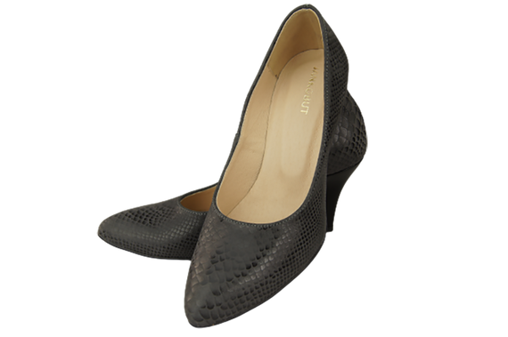 Obuwie Damskie Czółenka Popielate Motyw Węża Skóra naturalna 150 ElitaBut