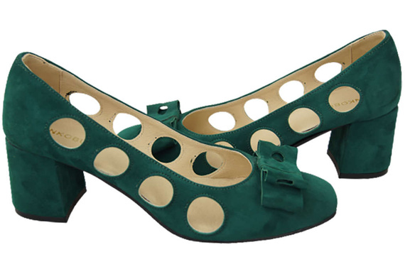 Obuwie Damskie Czółenka Malachitowe Skóra naturalna zamszowa 182 ElitaBut