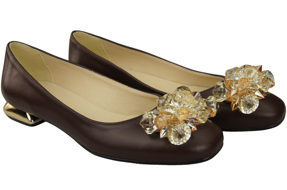 Women's Pumps with Crystals Flat Natural Leather 216 ElitaBut