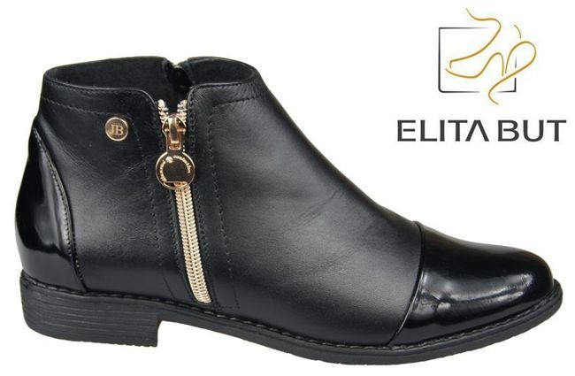 Obuwie Damskie Botki Czarne skóra naturalna 877 ElitaBut