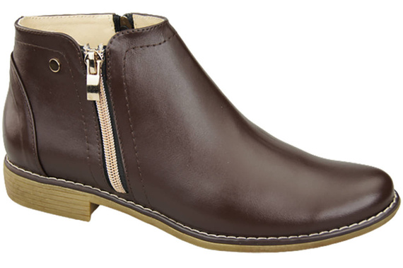 Wiosna Obuwie Damskie Botki skóra naturalna Czekoladowe 872 ElitaBut