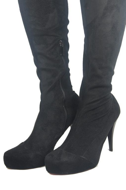 Obuwie Kozaki Damskie Muszkieterki Szpilki za kolano rozciagliwy strecz 681 ElitaBut