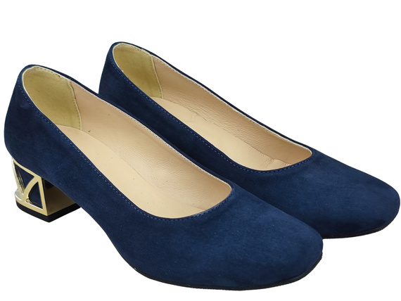 Comfortable Women's Shoes Pumps with Decorative Heel Natural Suede Leather 219 From ElitaBut