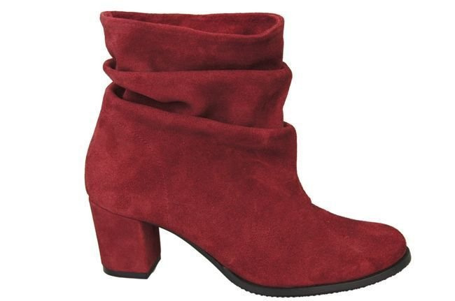 Obuwie Damskie Botki skóra naturalna Bordowe 986 ElitaBut