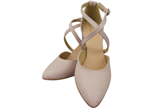 Elegant Leather Sandals with Open Sides on a Stable Heel 218 ElitaBut