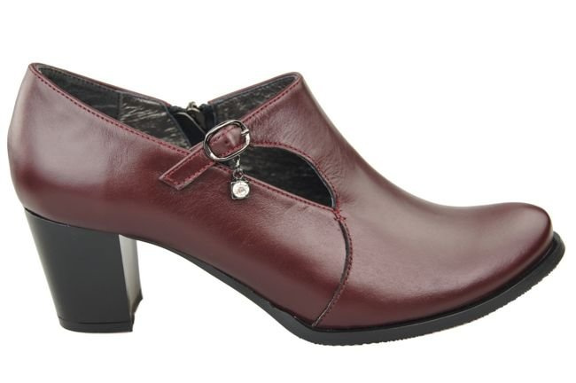 Obuwie Botki  Skóra Damskie Naturalna Bordo 109 ElitaBut