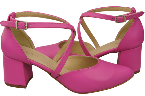 Elegant Leather Sandals with Open Sides on a Stable Heel 218 ElitaBut