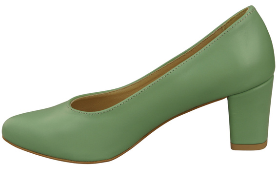 Klasyczne Gładkie Buty Czółenka Damskie Miętowe z Naturalnej Skóry 213 ElitaBut