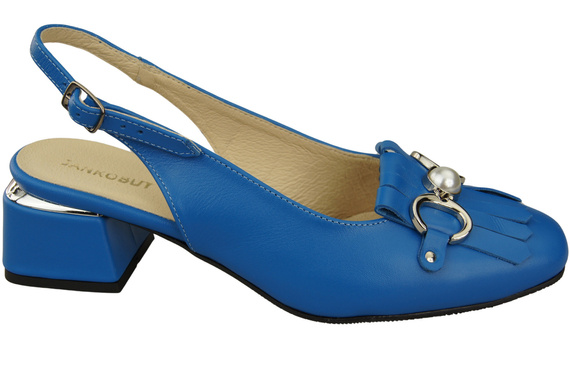 Obuwie Damskie Sandały Niebieskie Ozdobione Frędzlami Skóra naturalna 208 ElitaBut