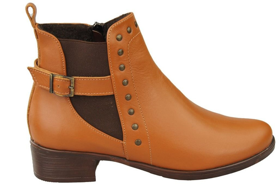 Obuwie Botki Damskie Skóra Naturalna Rude 136 ElitaBut
