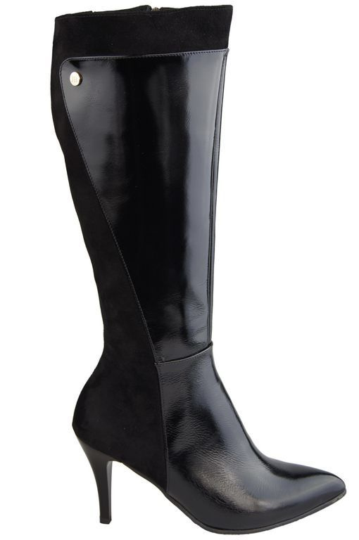 Obuwie Kozaki Damskie skóra skóra naturalna Czarne 948 ElitaBut