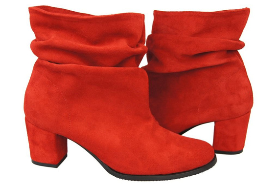 Obuwie Damskie Botki skóra naturalna Czerwone 986 ElitaBut