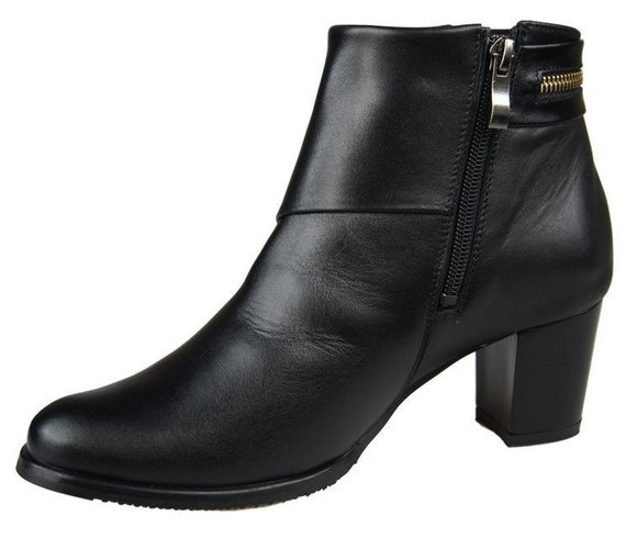 Obuwie Botki Damskie Ocieplane skóra naturalna Czarne 880 Z ElitaBut