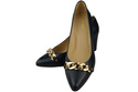 Classic Women's  Pumps Shoes made of Natural Leather with a Gold Decorative Chain 200 ElitaBut